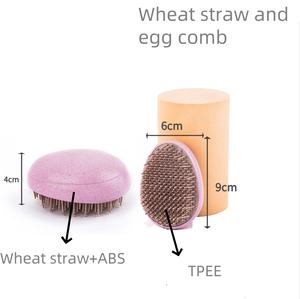 Benutzer definiertes Logo Weizens troh Mini Eierform Massage Haar Kamm Detang ler Bürste Luftkissen Bürste Massage Kopfhaut Für Frauen Männer Kind - Product Image 3