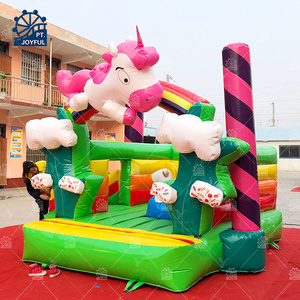 Castillo Inflable Colorido con Diseño de Unicornio |   Casa Inflable con Tobogán para Niños, para Parques de Diversiones - Product Image 1