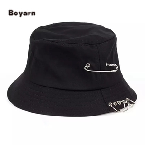 Boyarn extérieur coton blanc concepteur seau chapeaux fer broche anneaux personnalité casquette pour unisexe femmes hommes coton pêcheurs casquettes - Product Image 3