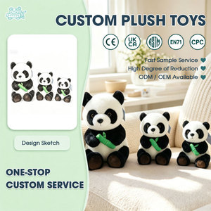 Ensemble de peluches Trio Panda Family, 3 tailles, poupées en peluche panda noir et blanc, adorables peluches panda pour la collection des enfants, OEM ODM personnalisé - Product Image 1