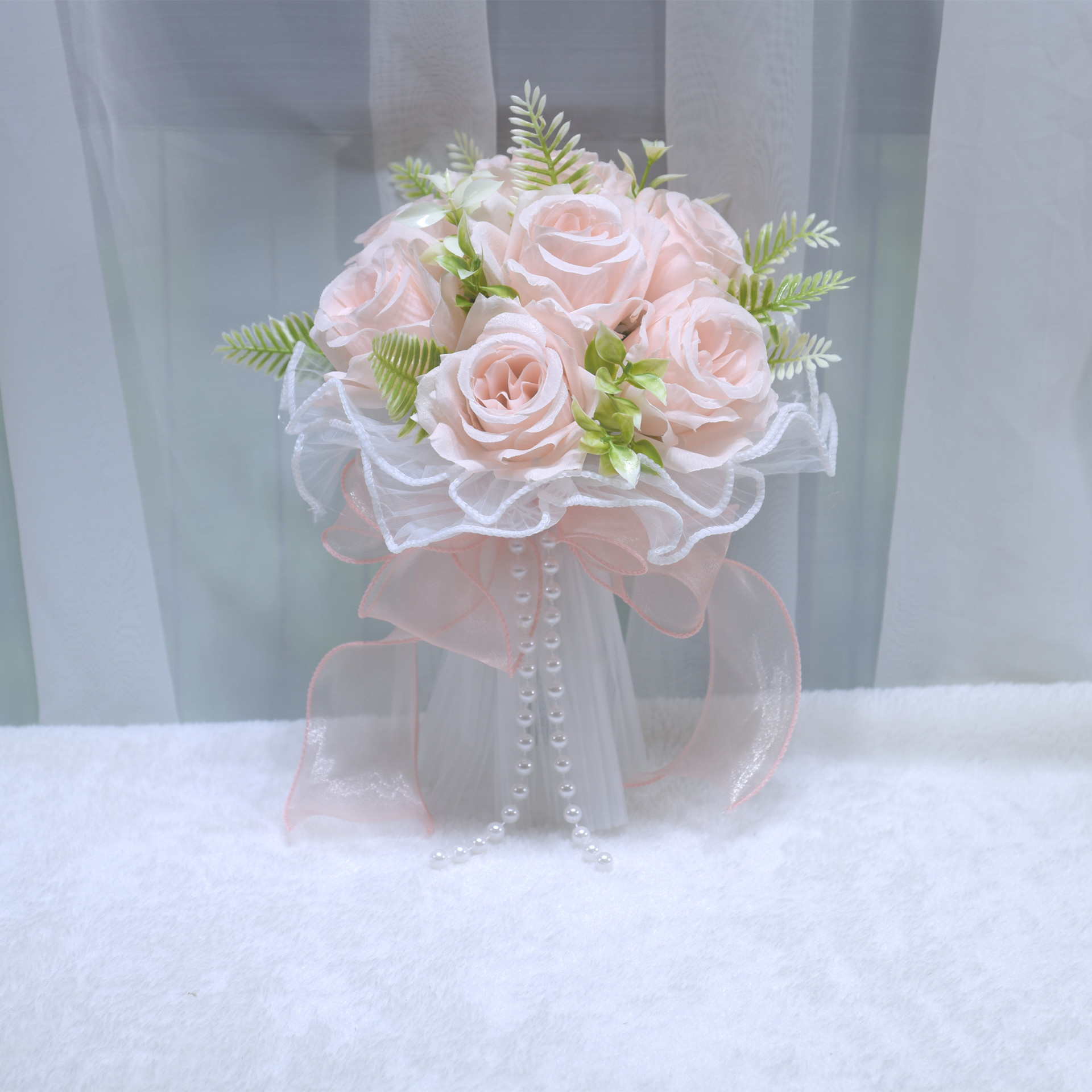 196 snowy mist rose korean fan