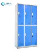 Casier métallique à 6 portes pour personnel, vestiaire, armoire métallique avec poignée