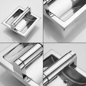 Porte-papier toilette mural encastré moderne en acier inoxydable, best-seller, pour usage extérieur - Product Image 1