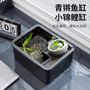 Medaka Fish Tank Tabletop Landscape Back antico piscicoltura Eco filtrazione piccole tartarughe pesci rossi <span class=keywords><strong>Koi</strong></span> ciotola di alimentazione acquari - Product Image 5