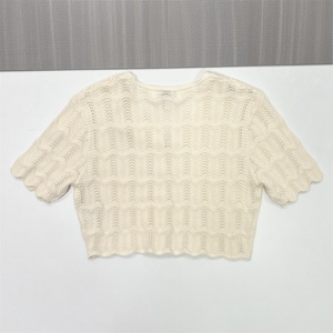 Women's Casual Vintage Solid Computer Knitted Embossed Breathable Spring Regular <strong>Length</strong> Thin Hollow V-neck Cotton <strong>Full</strong> <strong>Cardigan</strong> - Product Image 4