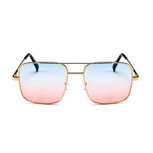 Lunettes de soleil carrées vintage tendance pour hommes et femmes avec logo personnalisé, monture métallique, protection UV400, double pont, vente chaude - Product Image 4