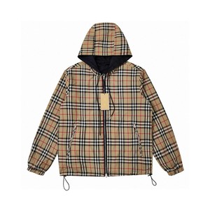 2026 New Fashion Windproof and Waterproof Vintage Checkered Bur Lightweight berry Reversible <b>Hooded</b> <b>Jacket</b> for <b>Men</b> - Product Image 1