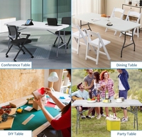 Nouveau style populaire meilleur choix table pliante en plastique de 6 pieds avec dessus en HDPE solide et pied de table pour une utilisation en plein air dans les hôtels