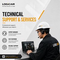 Compresseur industriel LOGICAIR 200 litres, compresseur d'air à vis 4 en 1 avec sécheur, compresseur d'air portable pour machine CNC