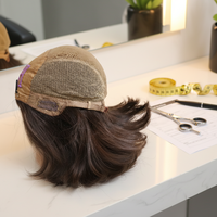 Perruques 100% Cheveux Humains Vierges Européens Couleur Marron, Perruques Casher Juives à Dentelle Transparente et Dessus en Soie pour Femmes