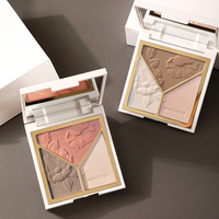 Palette de contour MINSHZEE en marque propre, palette de contour 3-en-1 scintillante et mate, blush, surligneur et contour
