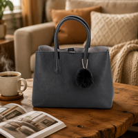 Sac à main pour femme MAY ZOO, couleur noire unie, fermeture à glissière, tendance toutes saisons, design logo, PU, polyester, voyage