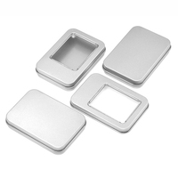Petite boîte en métal rectangulaire 87 x 60 x 18 mm pour emballage de rouge à lèvres ou baume à lèvres avec fenêtre transparente en PVC