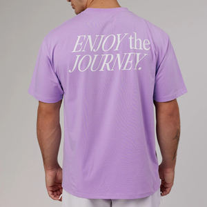 เสื้อยืดออกกำลังกาย OEM แบบไม่เป็นขุย สำหรับเล่นกีฬา พิมพ์ลายตามสั่ง ไซส์ใหญ่พิเศษ <span class=keywords><strong>สี</strong></span><span class=keywords><strong>ม่วง</strong></span> แขนสั้น สำหรับผู้ชาย - Product Image 5