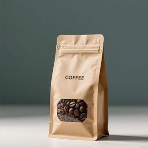 Pochette à fond plat en papier kraft personnalisée de 250 g, 500 g, 1 kg avec fenêtre, 100 % recyclable, écologique, pour l'emballage du café, avec fermeture éclair - Product Image 2