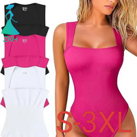 Body Chic Sans Manches Côtelé pour Femme Tendance Style Européen et Américain Printemps Été Automne Uni Vintage