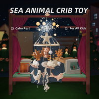 Nouveau Jouet Musical pour Berceau ToysKing Animaux Marins Baleine Hippocampe en Tissu Fait Main, Jouet Doux, Carillon Éolien, Hochet Apaisant pour le Sommeil, Mobile Bébé