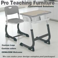 Ensemble de bureau et chaise ergonomiques pour enfants, table d'étude réglable en hauteur avec rangement profond pour livres, siège en plastique moderne pour salle de classe