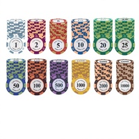 Jetons de poker en argile en forme de pièce de monnaie pour Texas Hold'em, Mahjong et jeux de société - Jetons en plastique avec cartes de récompense de 1000 pièces