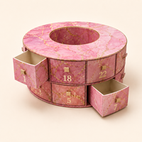 Boîte de calendrier de l'avent personnalisée 24 jours avec papier rigide écologique en forme de cercle et 24 tiroirs numérotés à tirer