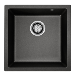 Évier de cuisine rectangulaire en granit noir 45x45cm avec égouttoir à vaisselle enroulable et ensemble de vidange - Product Image 6