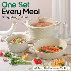 Serie Donnor Glory Set pentole rivestimento sano 20/24/28/32cm casseruola e <span class=keywords><strong>28cm</strong></span> padella profonda 15 pezzi Set compatibile con tutte le stufe - Product Image 2