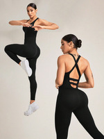 En stock : Body de sport une pièce sans coutures, extensible, moulant, dos croisé, effet ventre plat et rehausseur de fessiers, pour la course et l'entraînement