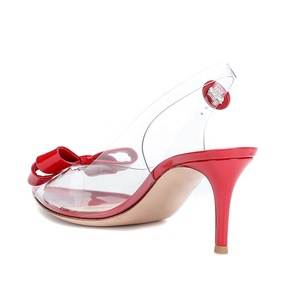 Escarpins transparents à bout ouvert avec nœud, talons hauts à bride arrière pour femmes - Product Image 3