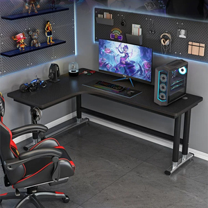<strong>Black</strong> L-Shaped Gaming <strong>Desk</strong> with CPU Holder, Large Corner <strong>Computer</strong> Workstation for Dual Monitors - Product Image 5