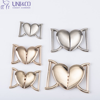 Boucle décorative en alliage de zinc en forme de cœur pour maillot de bain, fermoir métallique pour bikini, placage sans nickel pour lingerie, robes et maillots de bain