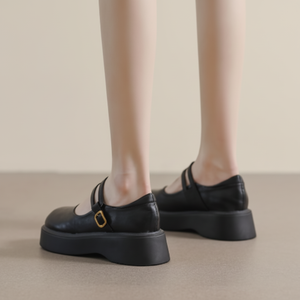 Mary Jane High Heel <b>Pumps</b> with French Block Heel Tempered <b>Small</b> Flat Shoes - Product Image 1