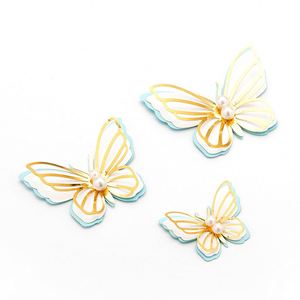 Decoración para Pasteles de Boda, Compromiso, Cumpleaños, Regalo, Adornos de Papel con Perlas y Mariposas Estilo INS, Venta al Por Mayor - Product Image 2