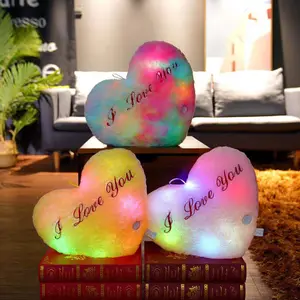 Креативная светящаяся светодиодная плюшевая игрушка в виде сердца в форме сердца красочная светящаяся Подарочная подушка