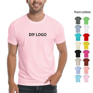 High Quality Breathable Men's T-shirts Woven Solid Color Casual Sports T-shirt Short Sleeved Blank Design Custom logo T Shirt - Product Image 1