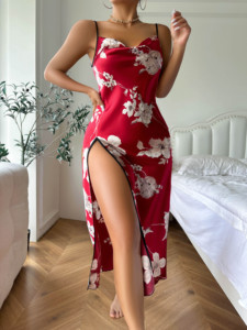 Summer New Sexy Retro Slim Fit <strong>Maxi</strong> Dress Irregular Print Strap <strong>Nightdress</strong> - Product Image 3