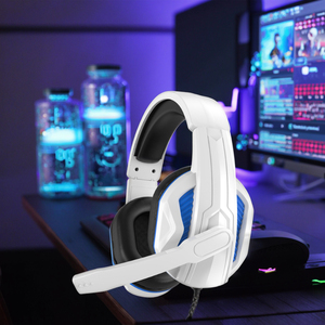 หูฟังสำหรับเล่นเกมคอมพิวเตอร์แบบมีสายแบบครอบหูพร้อมขั้วต่อ 3.5 มม./USB ไมโครโฟนแบบเมมโมรี่นุ่มสำหรับชุดเกมเมอร์และจอยรูมสำหรับการเดินทาง - Product Image 4