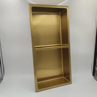 Niche de douche encastrée en acier inoxydable 304 sur mesure, luxe moderne, or avec éclairage LED, adaptée à la maison et aux hôtels