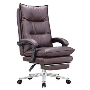 Silla ejecutiva Ceo cómoda con respaldo alto con doble cojín, silla reclinable de cuero marrón para oficina <span class=keywords><strong>Siesta</strong></span> - Product Image 1