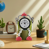 Jam Alarm Robot Anak dari Baja Tahan Karat dengan Tampilan Jarum Tanpa Suara Tik-Tok