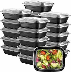 กล่องอาหารปลอดสาร BPA สำหรับร้านอาหาร กล่องพลาสติกแบบใช้แล้วทิ้ง ภาชนะใส่อาหารแบบนำกลับมาใช้ใหม่ได้ ผลิตจากพลาสติก PP ใช้กับไมโครเวฟได้ สำหรับใส่อาหารกลับบ้านและเตรียมอาหาร - Product Image 1