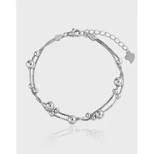 Fashion Personality Simple Geometric Ball Box Chain Bracelet S925 Sterling Silver For Women Trendy Sliver Charm Bracelets