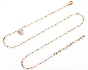 Collana a Forma di Cuore con Zircone 3A, Diamante Singolo in Oro 18K, Versatile Catena per Clavicola in Acciaio Inossidabile Placcato Oro 18K, Classica - Product Image 5