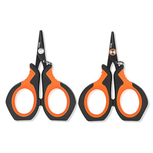 Ciseaux de pêche en acier inoxydable, coupe-ligne dentelé, poignée orange et noire, pour accessoires de pêche - Product Image 1