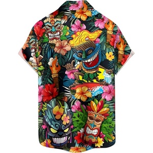 เสื้อเชิ้ตแขนสั้นคอปกสำหรับผู้ชาย พิมพ์ลายแบบนามธรรม ระบายอากาศได้ดี รับผลิตตามแบบ ODM เหมาะสำหรับใส่เที่ยวชายหาดหรือวันหยุด - Product Image 2