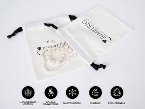 Wholesale Small Personalized Printed Cotton Canvas Jewelry Beauty Products <b>Pouch</b> with Ribbon for Elegant Gift Packaging - Product Image 3