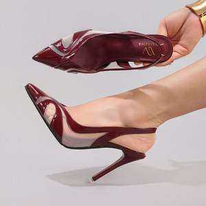 Sandali con Tacco Alto da Donna in Microfibra con Cuciture in Pizzo, <span class=keywords><strong>Sexy</strong></span> e alla Moda, con Punta <span class=keywords><strong>a</strong></span> <span class=keywords><strong>Spillo</strong></span>, Traforati e Traspiranti per Feste Estive - Product Image 2