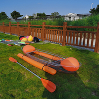 Kayak transparente para una sola persona Water Touring See Through PC Kayak transparente Barco con dispositivo de equilibrio de airbag lateral