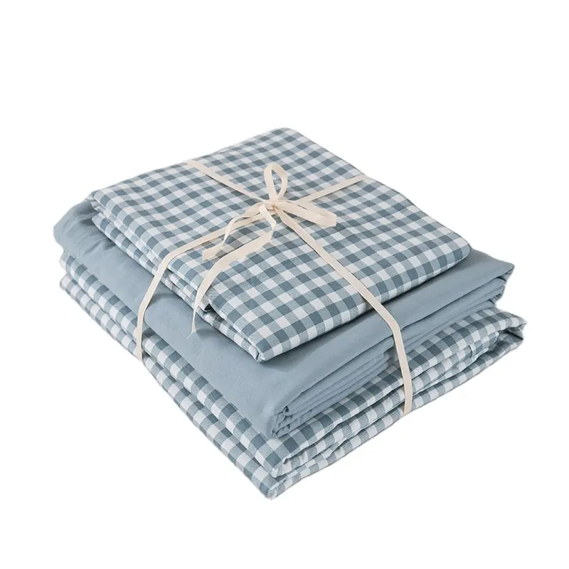 Home Textile Wholesale Double Single 4pcs Luxury King Size 100% Cotton Bed Sheet Set Bedding Set