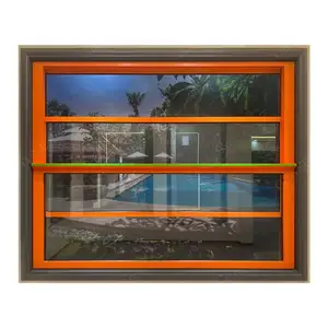 China Tempered Glass Vertical Sliding Thermal-Break Aluminum wood Color Windows Single Or Double Hung Window