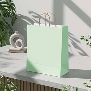 Biểu tượng tùy chỉnh in tái chế màu xanh lá cây Kraft Túi giấy với xử lý cho Takeaway thức ăn nhanh cà phê Tote cho siêu thị mua sắm - Product Image 2